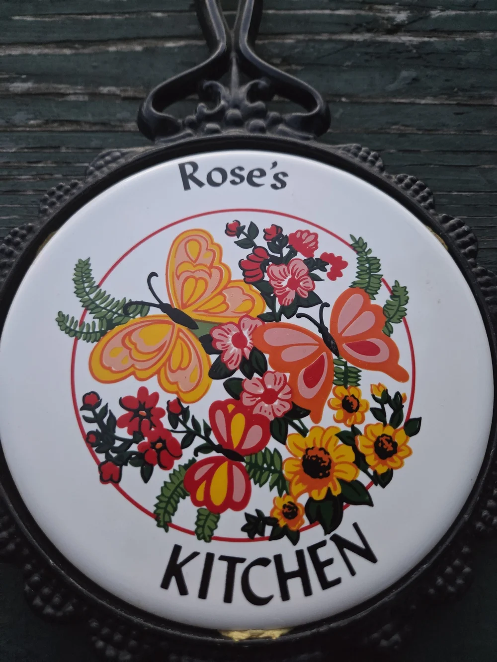 Kitchen Decorative Butterfly Trivet - White with Orange & Yellow